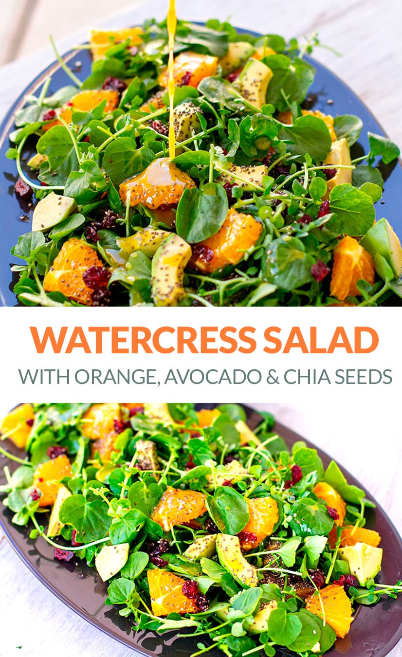 Watercress Salad With Avocado, Orange & Chia Seeds (Paleo, Vegan) - Detoxil