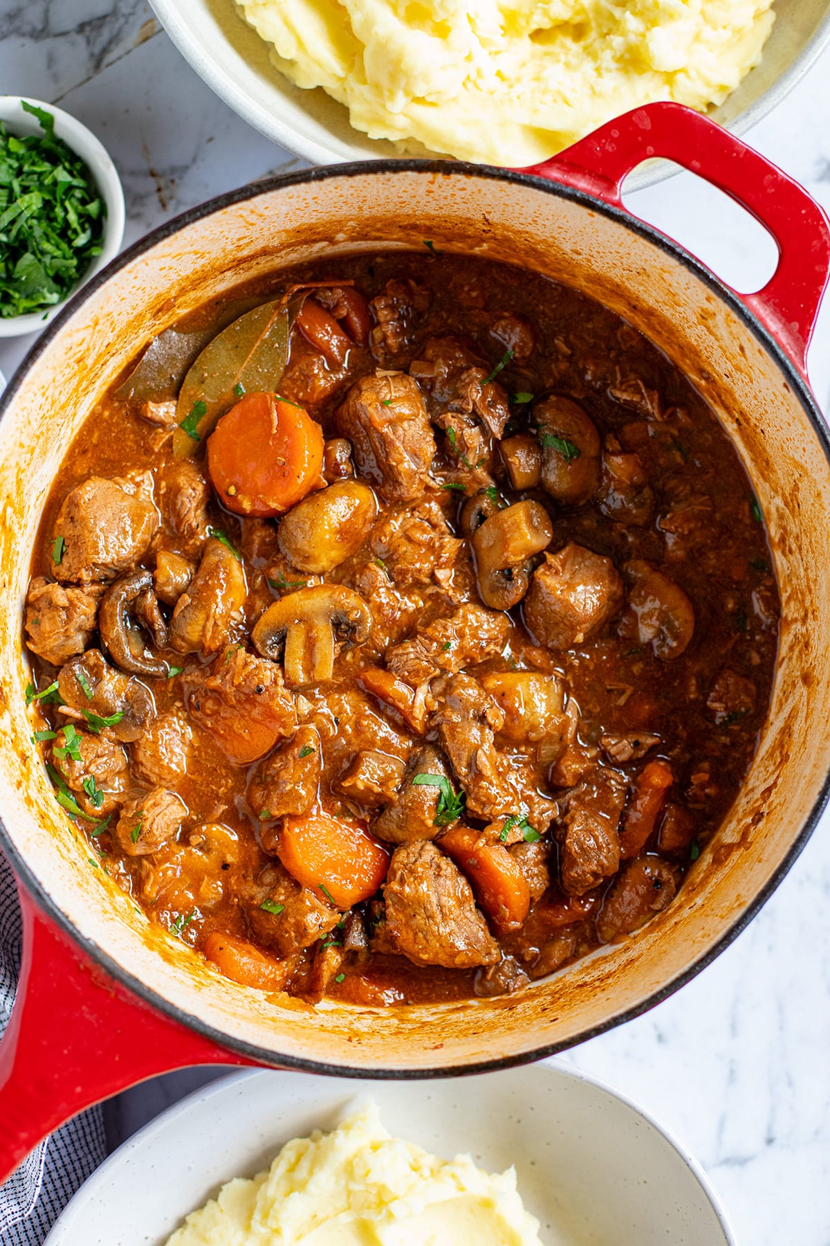 Beef stew with mushroom and carrots