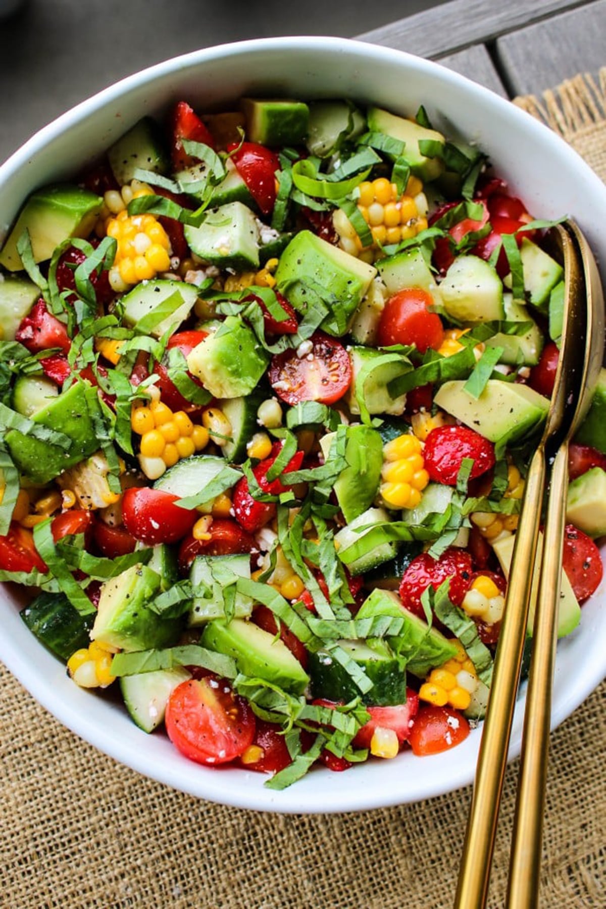 Summer Salad With Corn, Strawberries & Avocado