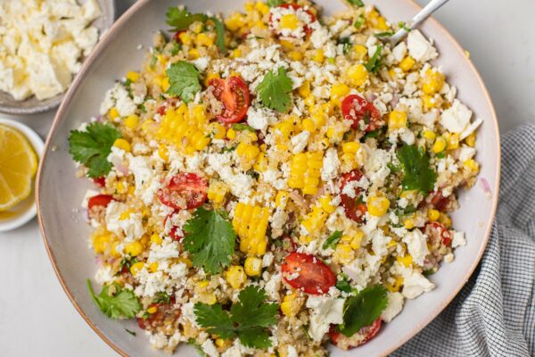 Corn quinoa Salad With Cherry Tomatoes & Feta