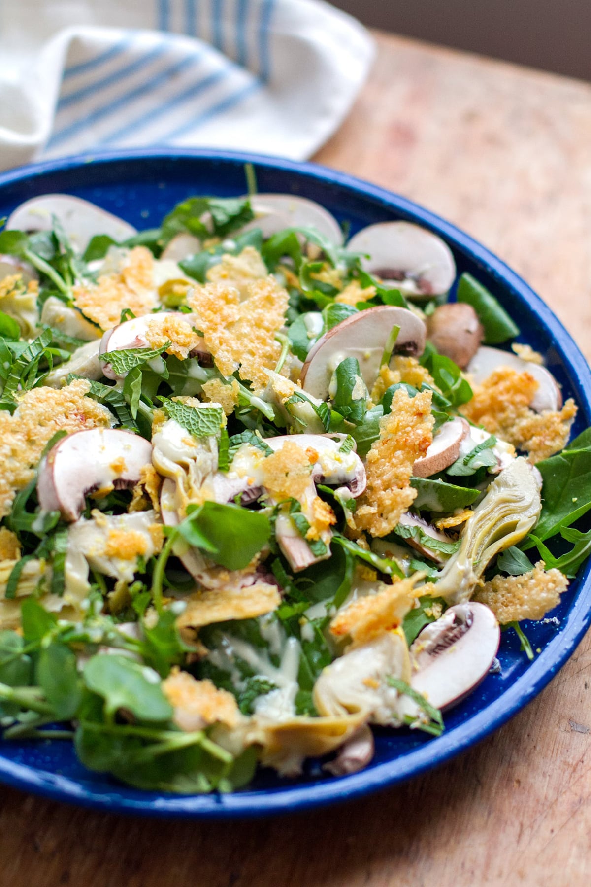 Mushroom Salad With Crispy Parmesan and Artichokes