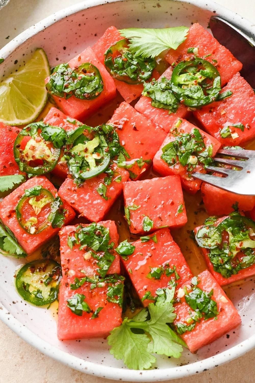 Spicy Watermelon Salad With Cilantro And Lime